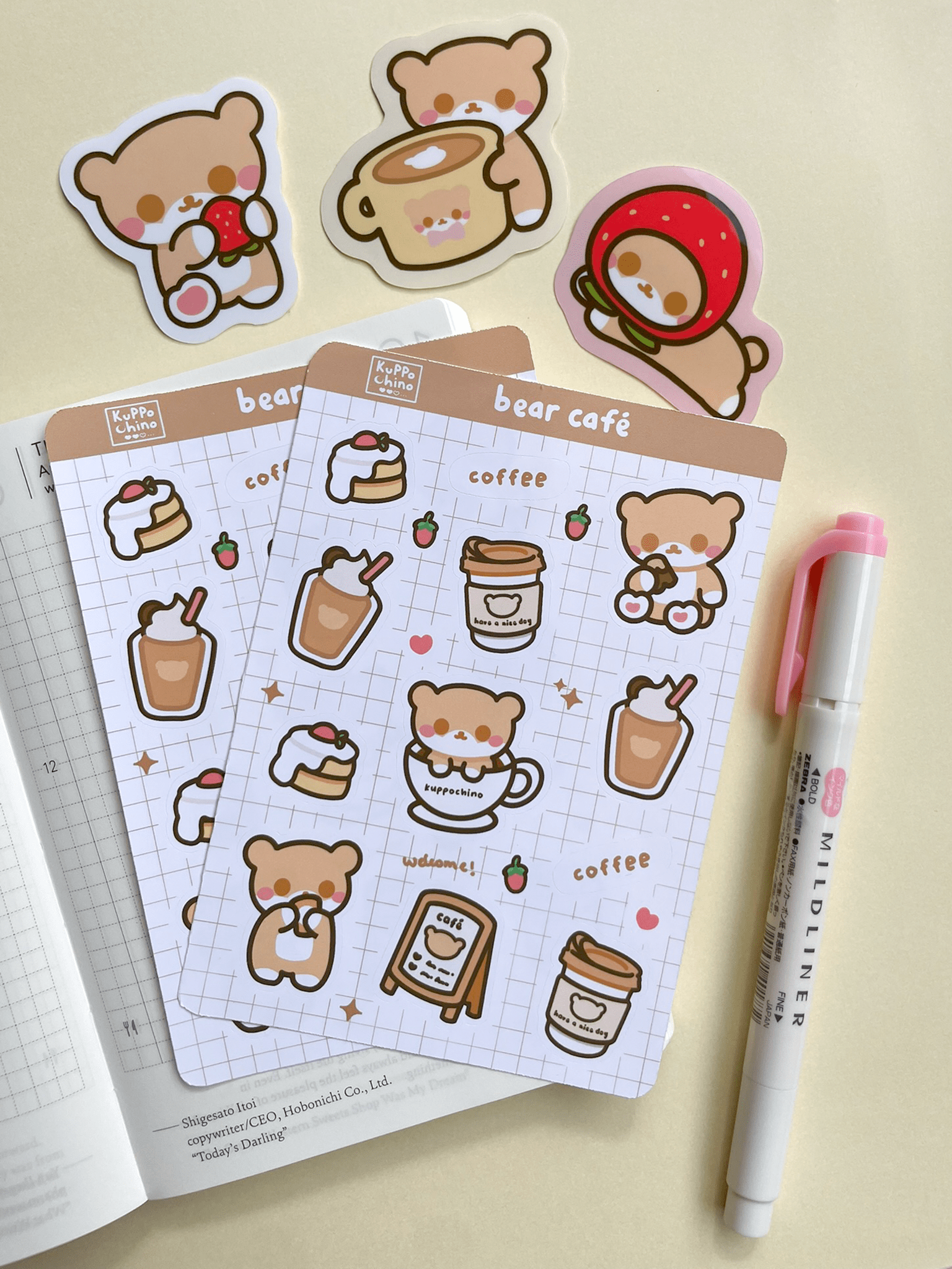 Kuppochino Cafe Bear Cafe Sticker Bundle