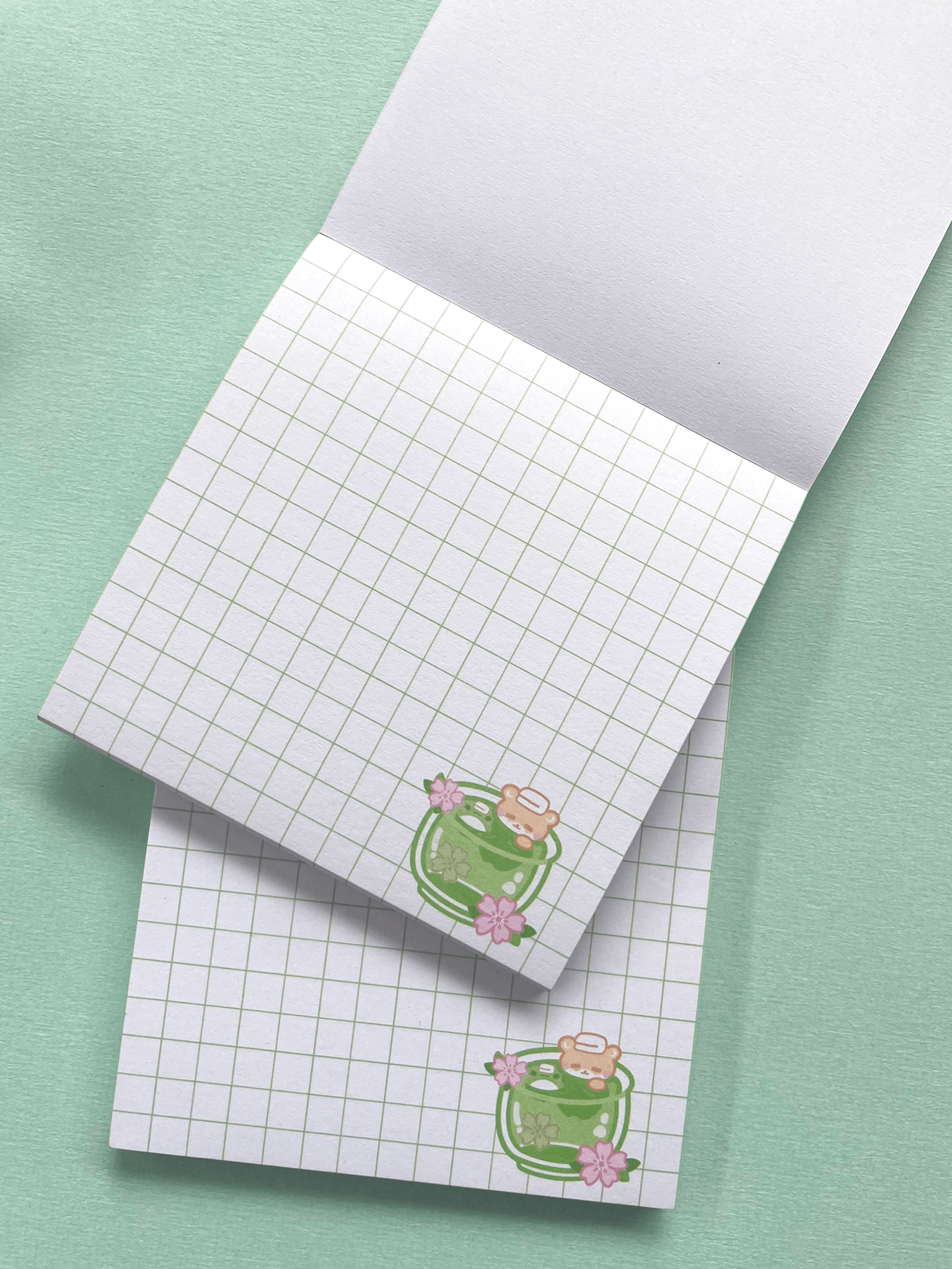 Kuppochino Cafe Matcha Onsen Grid Memo Pad