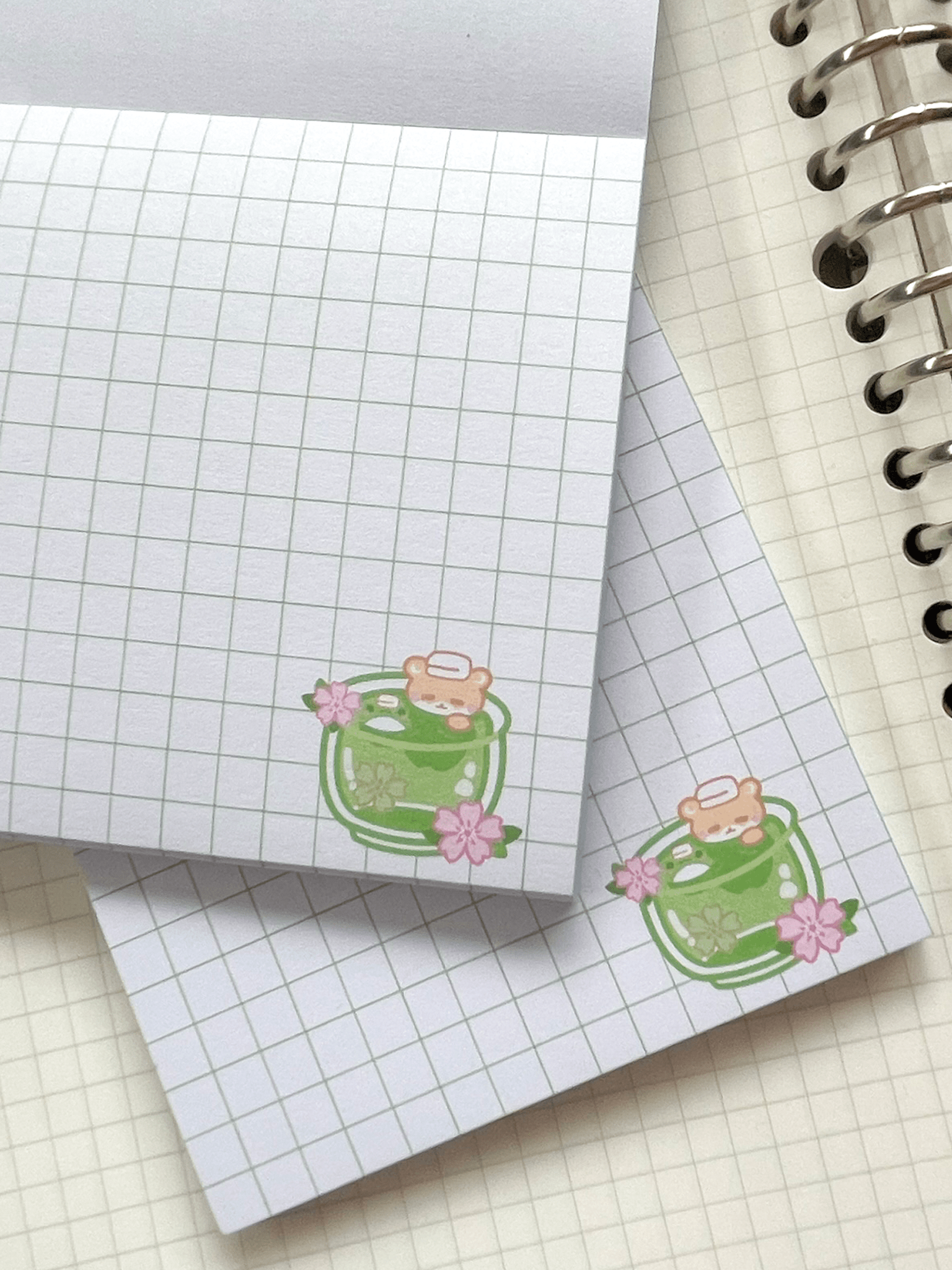 Kuppochino Cafe Matcha Onsen Grid Memo Pad