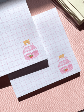 Kuppochino Cafe Strawberry Milk Grid Memopad